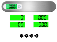 Digitaalinen vaaka 50kg teräskoukulla näyttö lähikuvassa