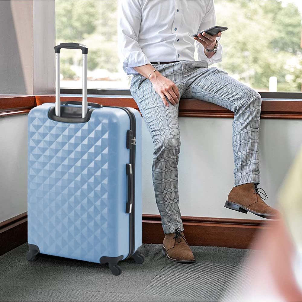 Premium matkalaukkusetti kosmetiikkalaukulla - teräksensininen